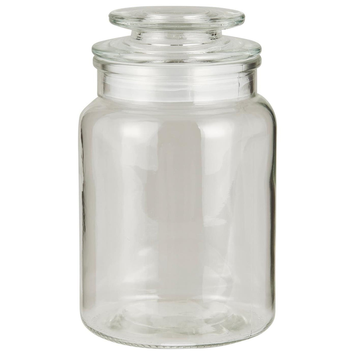 Oppbevaringsglass med tettsittende glasslokk fra Ib Laursen i klart glass med kapasitet på 1020 ml
