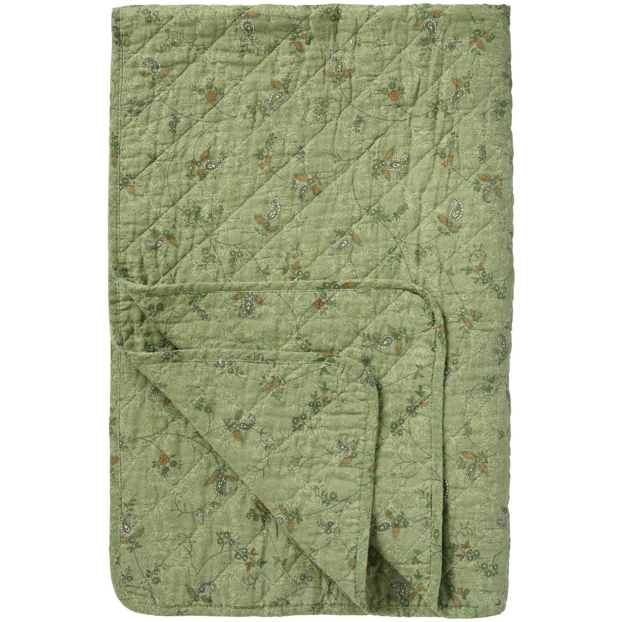 Quilt grøn med blomsterranker fra Ib Laursen