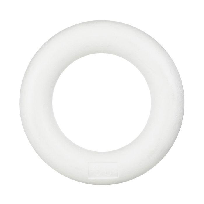 Krans i hvid polystyren 30 cm i diameter.