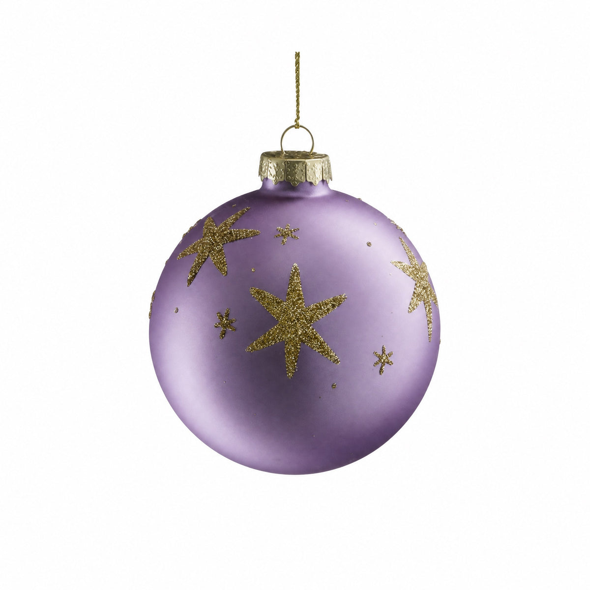 Julekule med gullglitterstjerner 8 cm i dia