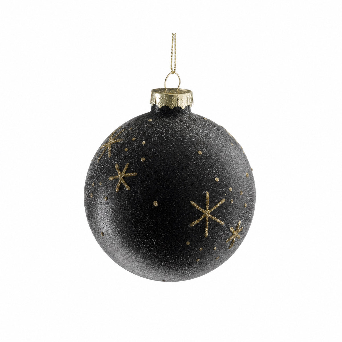 Julekule med gullglitter snøfnugg 8 cm i dia
