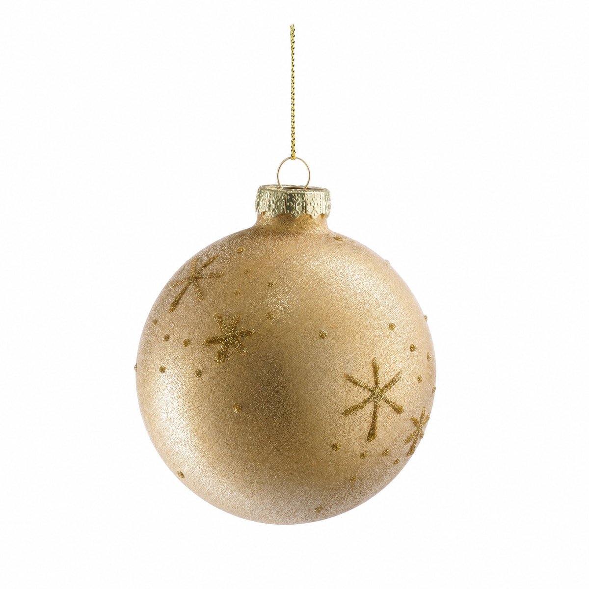 Julekule med gullglitter snøfnugg 8 cm i dia