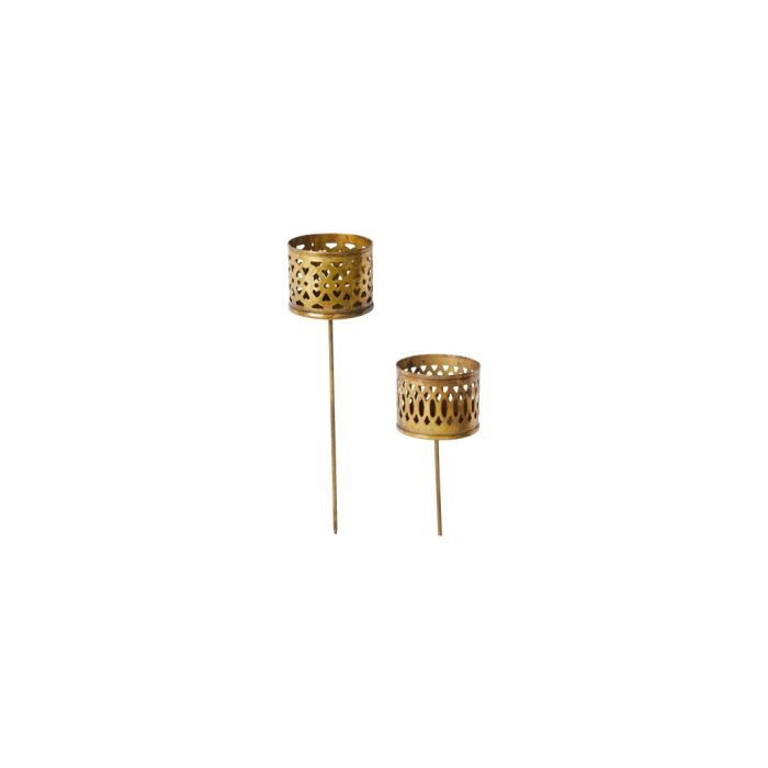 Lysholder til fyrfadslys med spyd guld