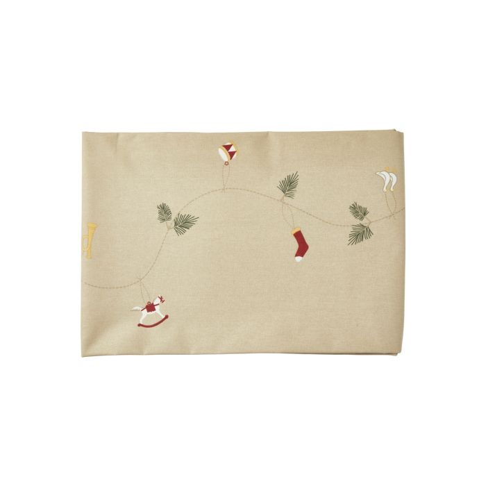 Juledug coated 140 cm x 360 cm hørfarvet