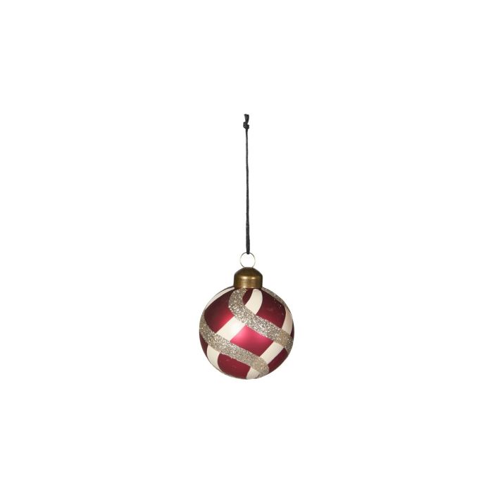 Julekugle med striber 6 cm i dia
