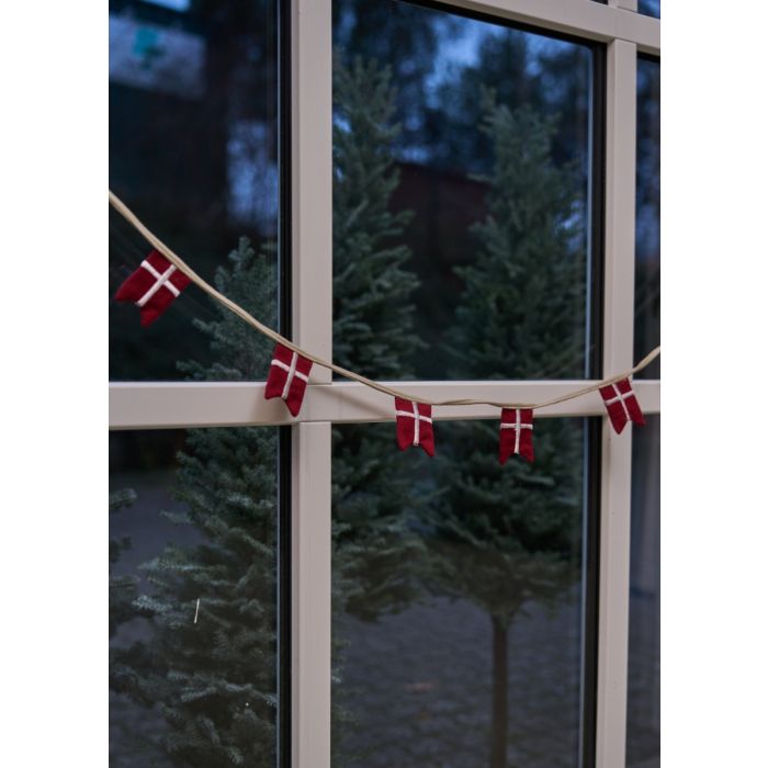 Flagranke med 11 splitflag i stof 215 cm