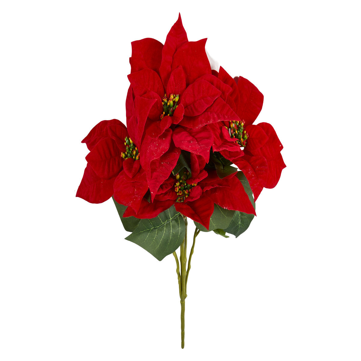 Kunstig julestjernebukett med flere blomster, 30 cm høy, fra Speedtsberg