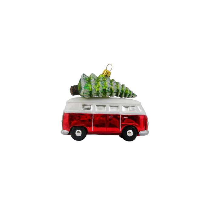 Julekugle Volkswagen Bus med juletræ