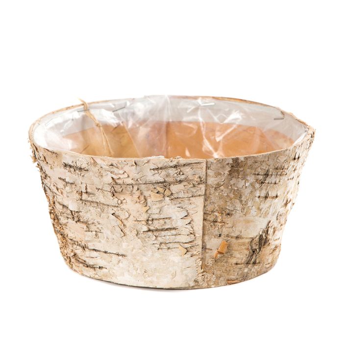 Urtepotteskål i birkebark foret med plast dia 19 cm