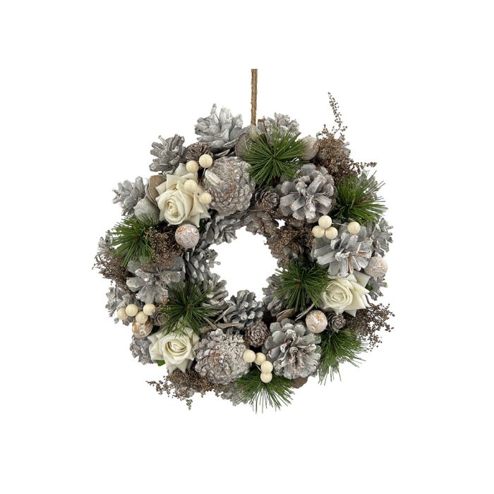 Krans med hvide roser 30 cm i diameter