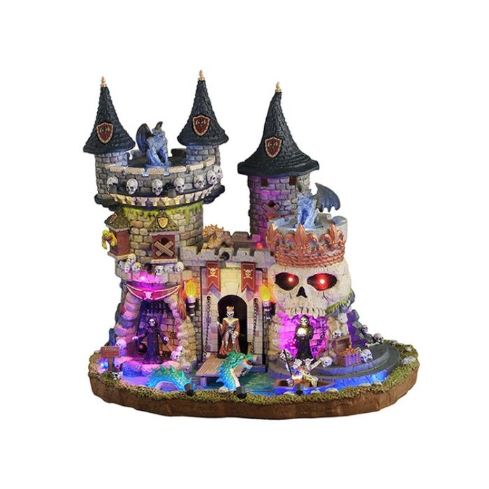Lemax Medi-Evil Castle halloween dekoration med kranium og drage