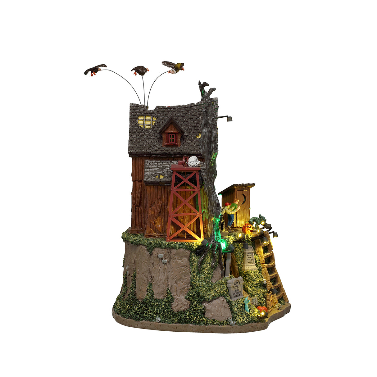 The Cursed Cabin til Halloween pynt fra Lemax med fuge og animation