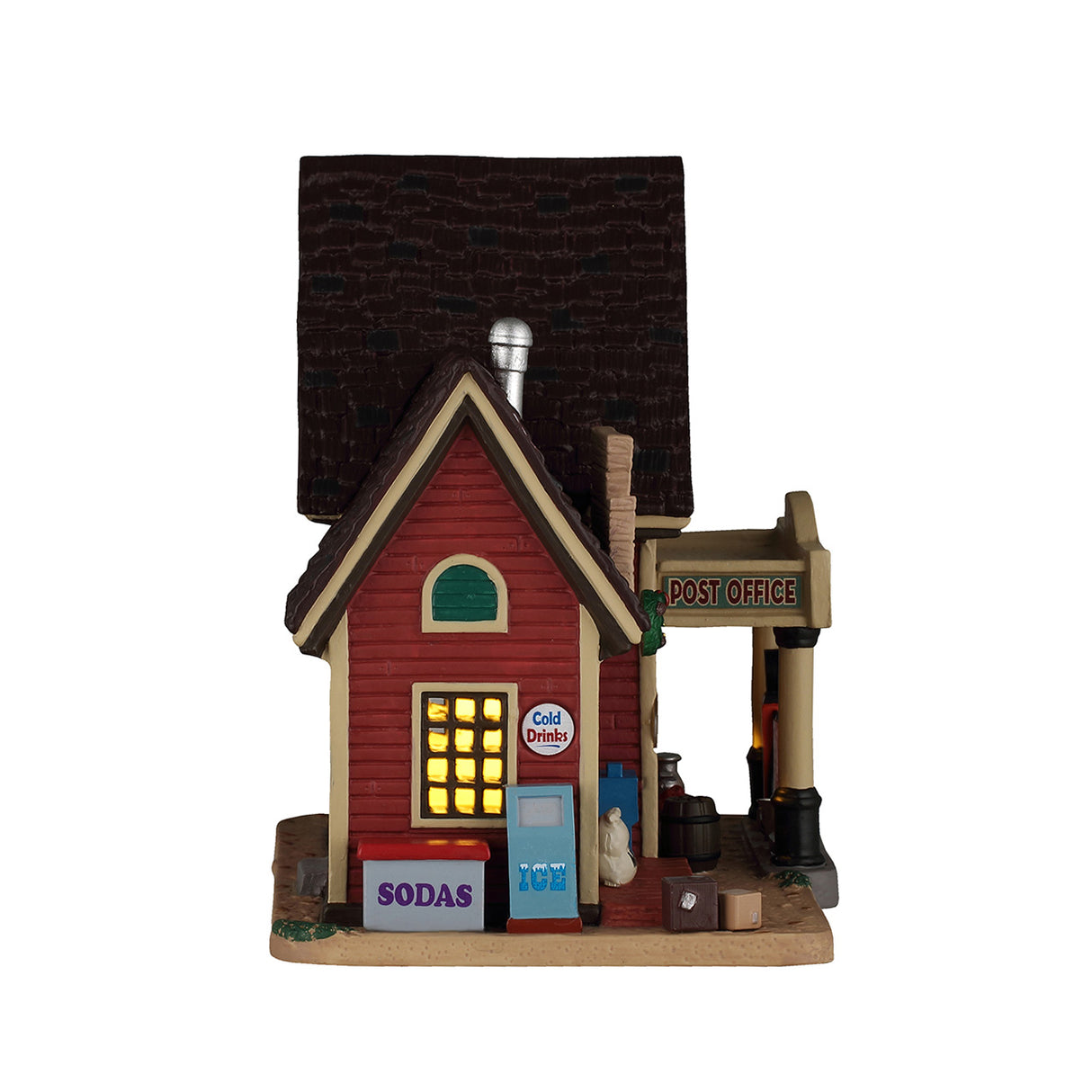 Parker's Corner hus til juleby set fra siden med proviant
