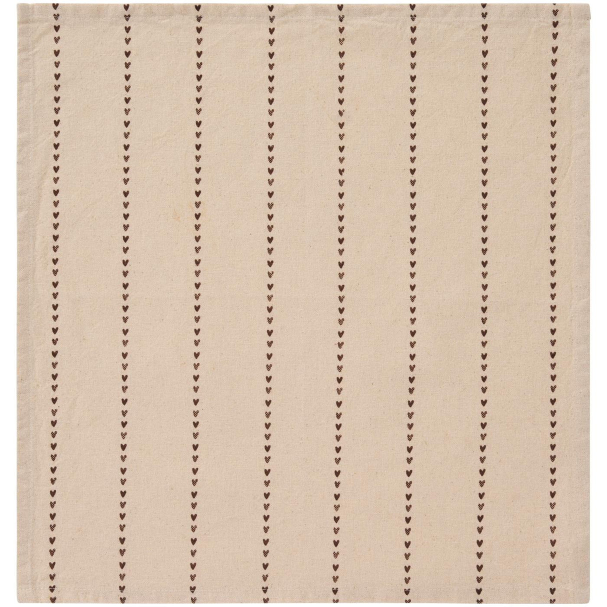 Stofserviet Valentina med brune hjerter på stribe 40 cm x 40 cm fra Ib Laursen