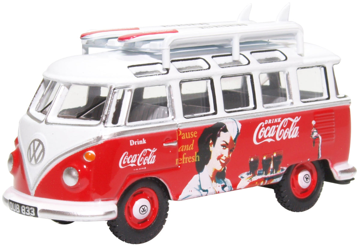 Coca Cola VW T1 Folkevognsrugbrød med surfboards på taget samlerobjekt