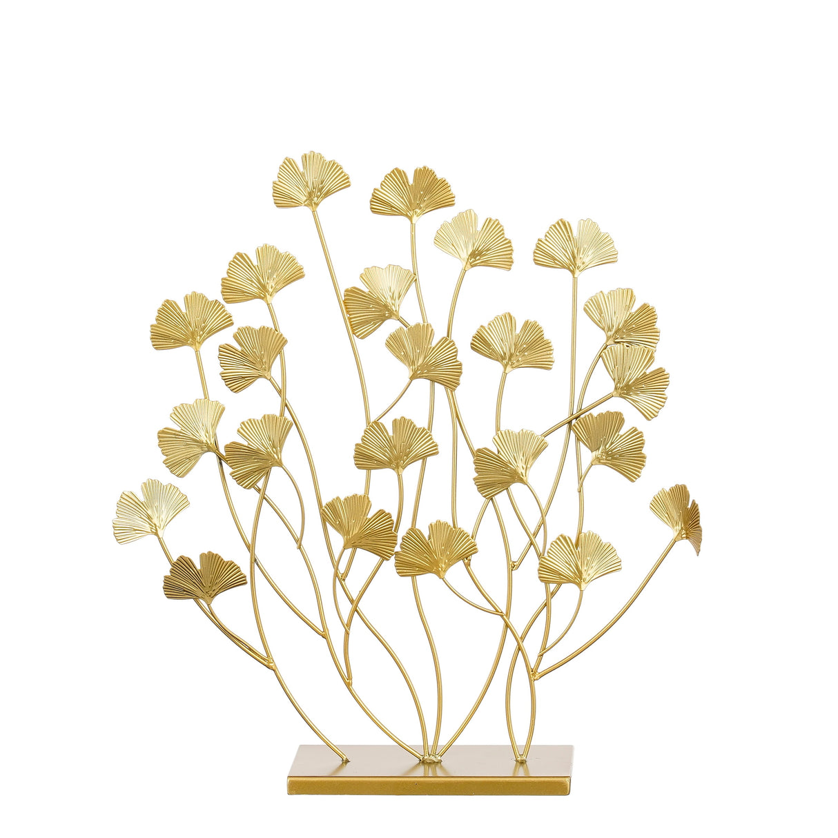 Skulptur med ginkgoblade i guldfarvet metal