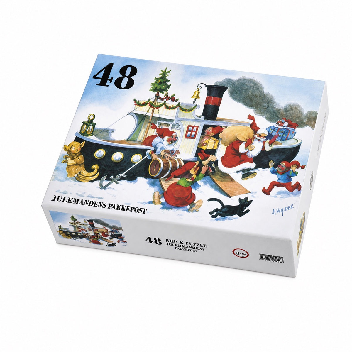 Vilhelm Hansen Puslespil 48 brikker med skib og nisser
