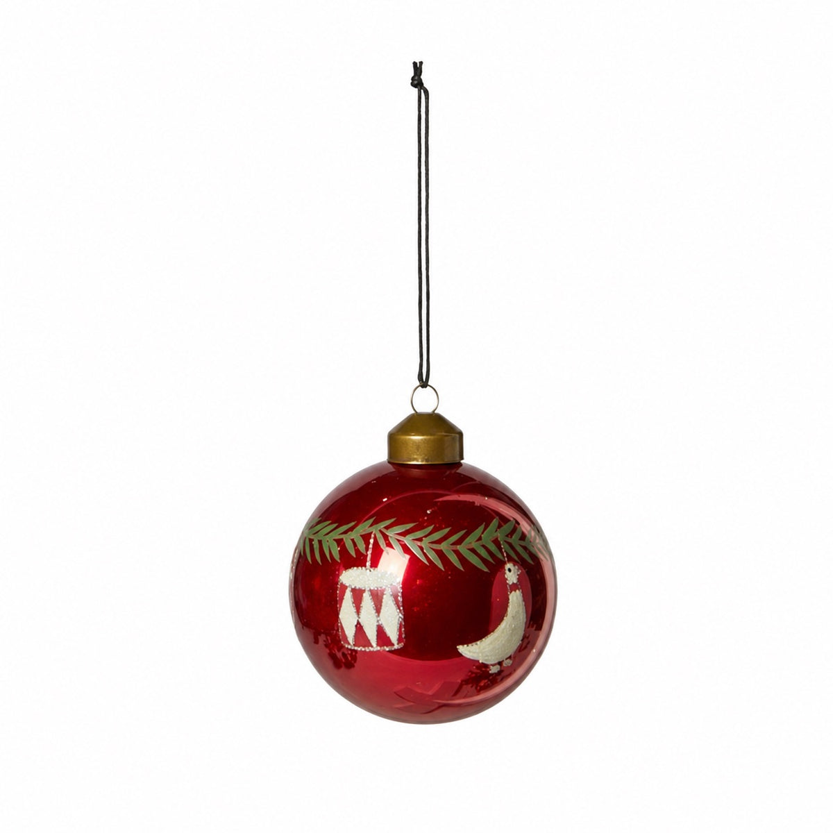 Julekule med julemotiver, rød