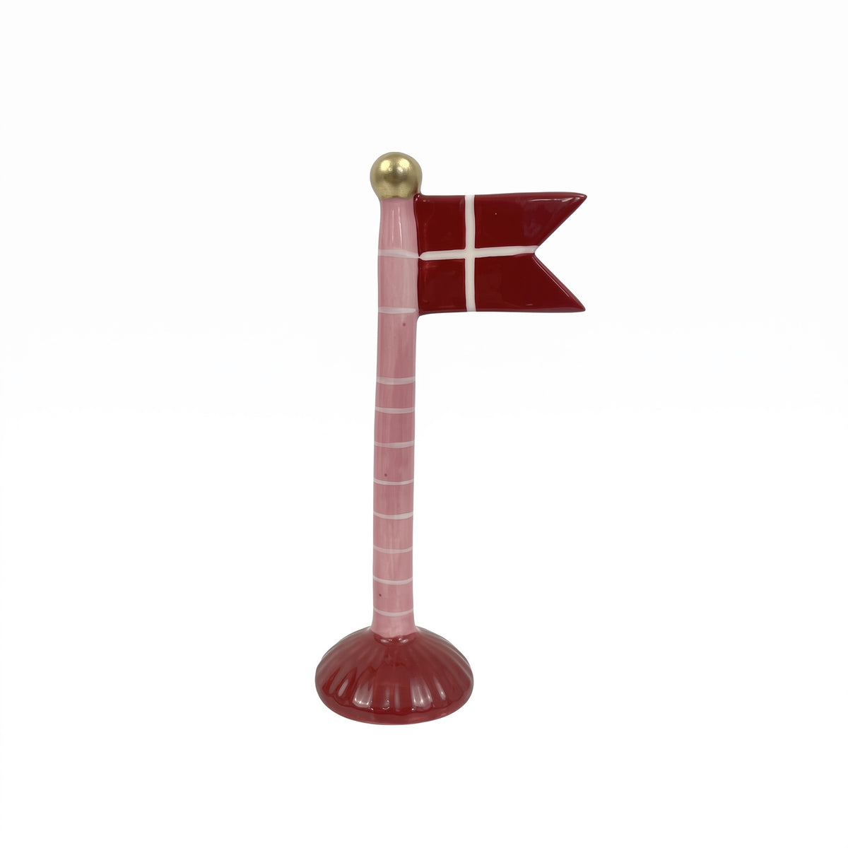 Flagstang med spidsflag 19 cm højt gul grøn lyserød