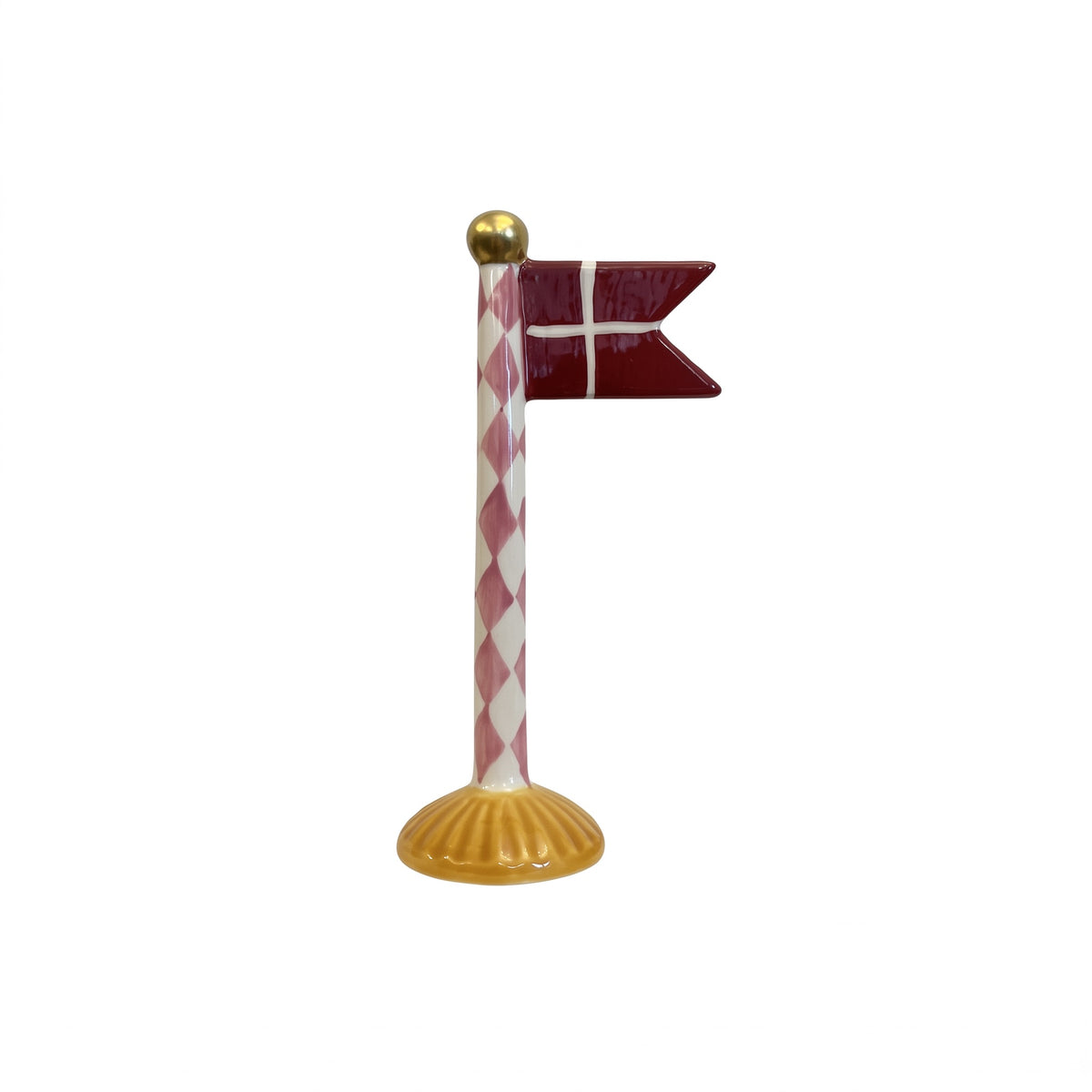 Flagstang med spidsflag 14 cm højt harlekin