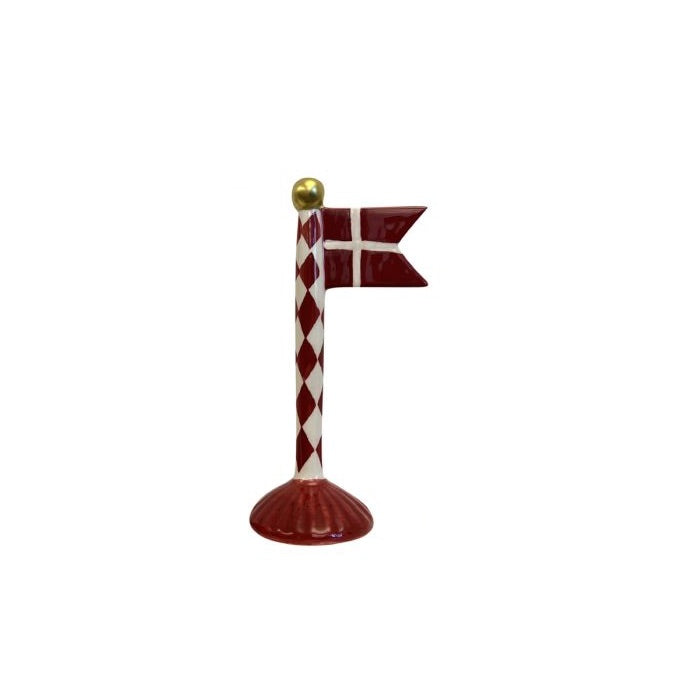 Flagstang med spidsflag 19 cm højt med harlekinmønster