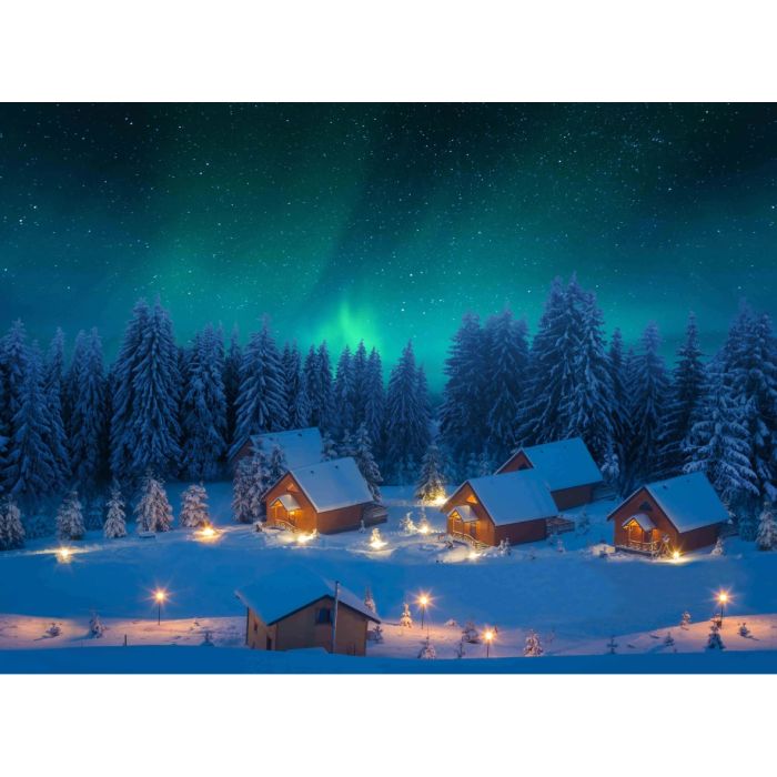Baggrund på lærred med Nordlys effekt LED 76 x 56 cm