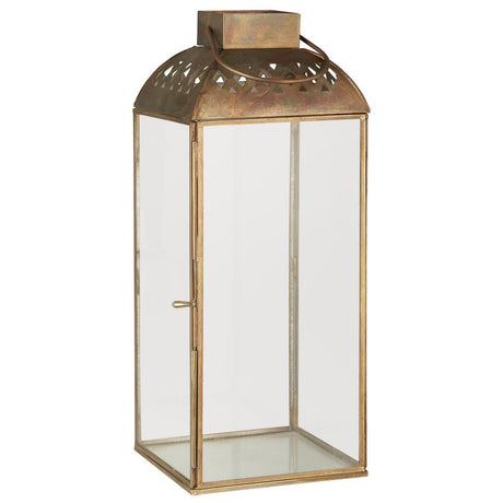Gullfarget lanterne med glass