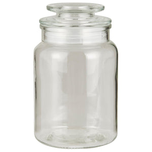 Oppbevaringsglass med tettsittende glasslokk fra Ib Laursen i klart glass med kapasitet på 1020 ml