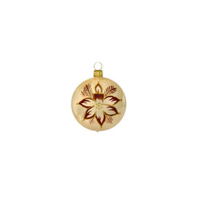 Julekugler Beige med blomst og lys 4-pak 7 cm