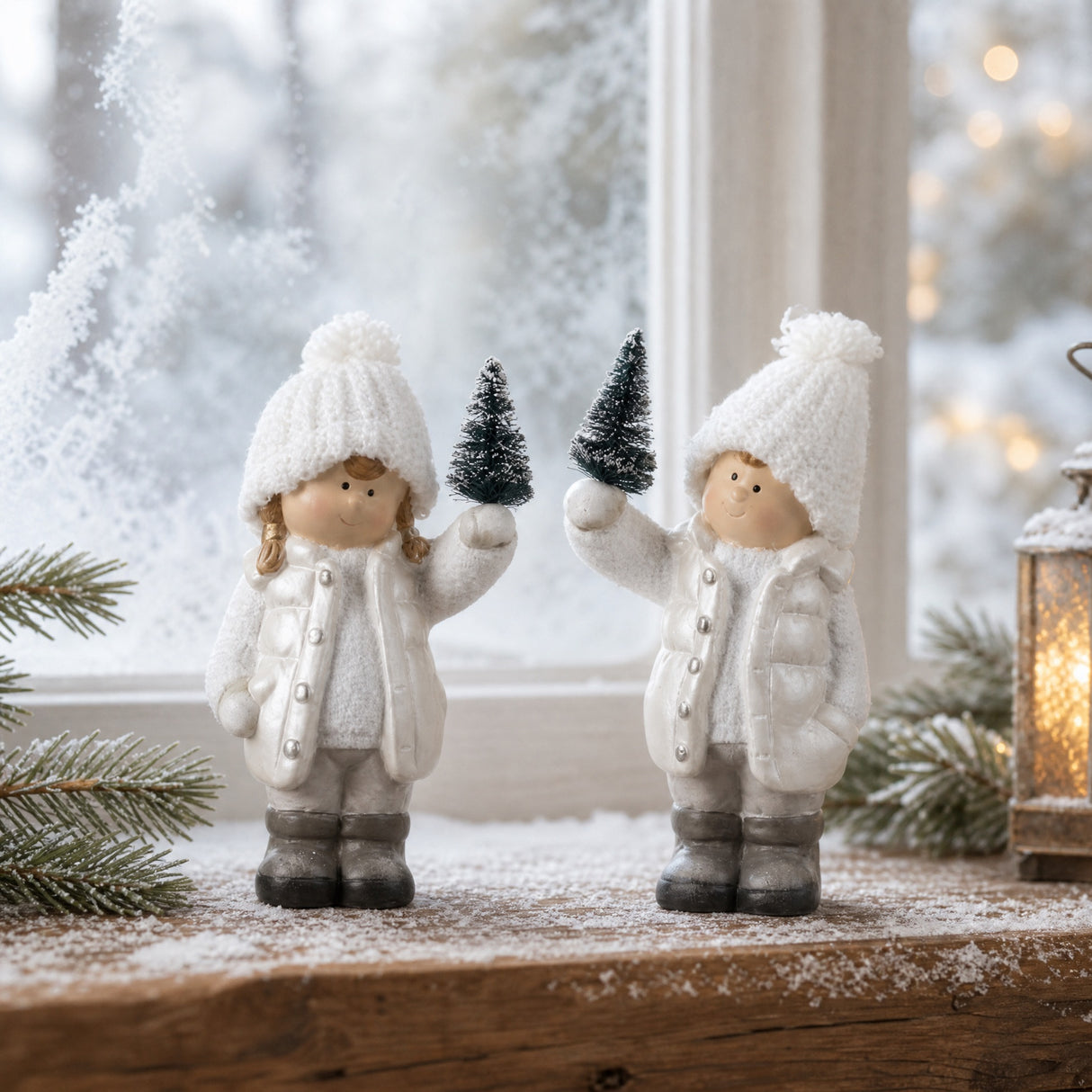 Vinterbarn med juletre