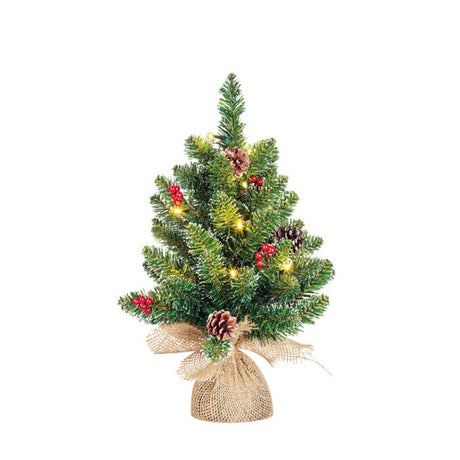 Creston juletræ med kogler og lys 45 cm