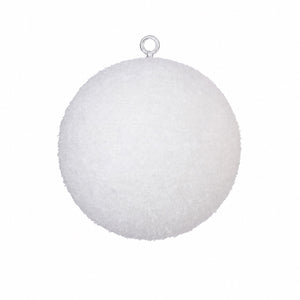 Julekuler i flamingo med snø, Ø 20 cm