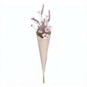 Blomsterbuket i tørret look - lilla 60 cm