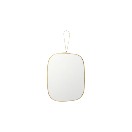 Spejl (20x32 cm) med guldfarvet kant og strop til ophæng