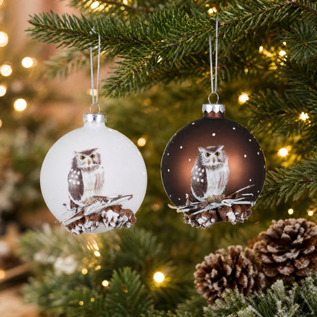 Julekuler med ugle og kongler