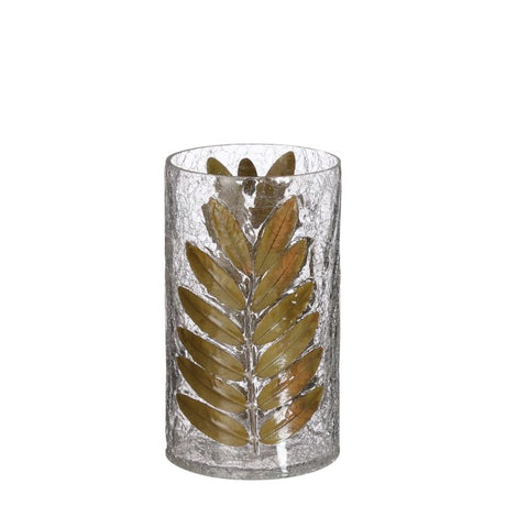 Fyrfadsstage i glas med blade