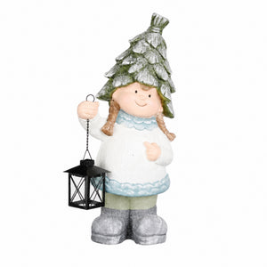 Vinterbarn med konglehatter og lykter