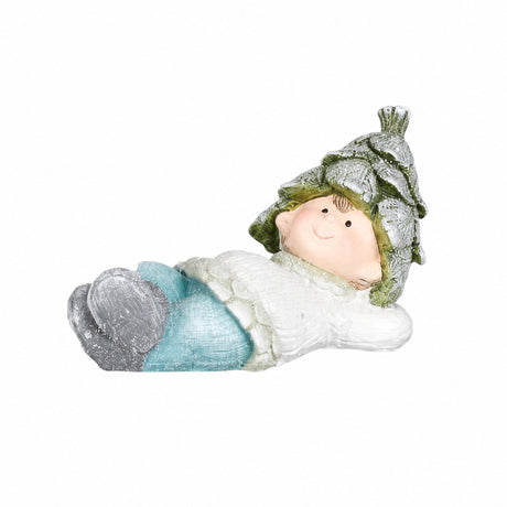 Vinterbarn med konglehatter liggende