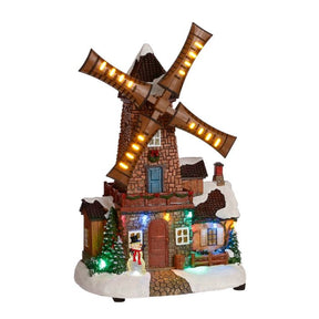 Vindmølle med hus