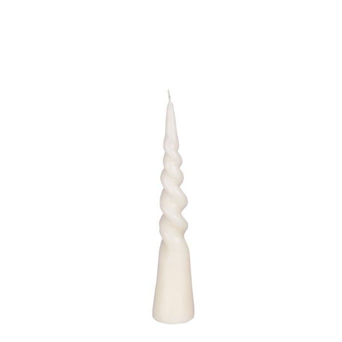 Kegleformet lys med snoet top creme