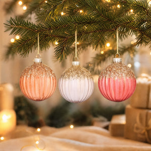 Julekuler i klart glass med glitter