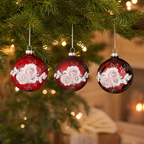 Julekuler med blomstermotiver