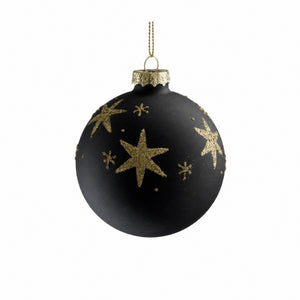 Julekule med gullglitterstjerner 8 cm i dia