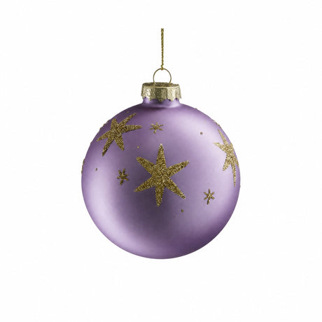 Julekule med gullglitterstjerner 8 cm i dia