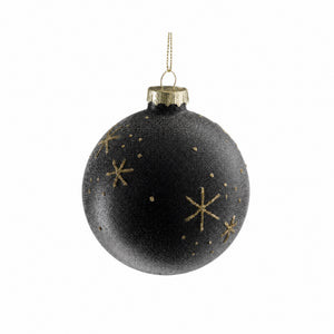 Julekule med gullglitter snøfnugg 8 cm i dia