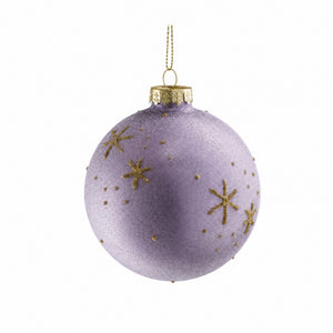 Julekule med gullglitter snøfnugg 8 cm i dia