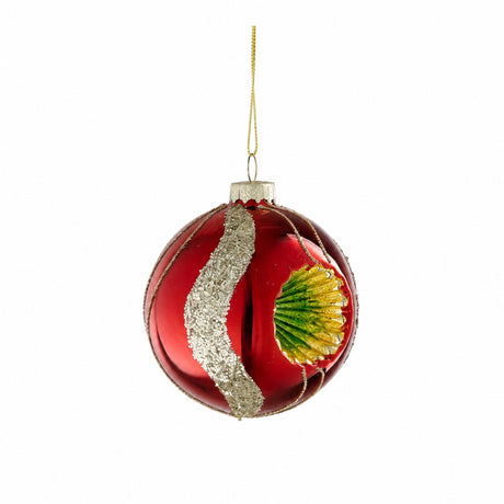 Julekule reflekskule rød eller mint 8 cm i dia