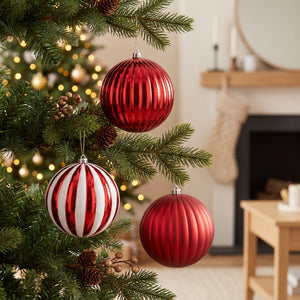 Stor julekule med riller 20 cm i dia