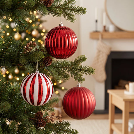 Stor julekule med riller 20 cm i dia