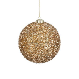 Stor Julekugle guld glitter 15 cm i dia